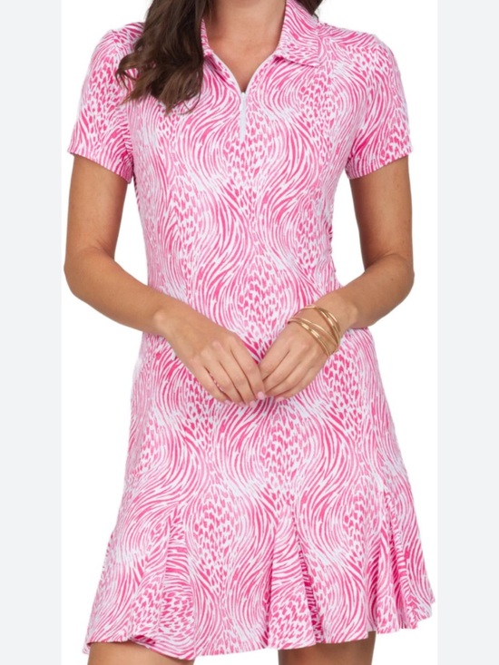 IBKUL Dresses & Skirts - IBKUL Women's Alena Print Short Sleeve Godet Golf Dress Size S